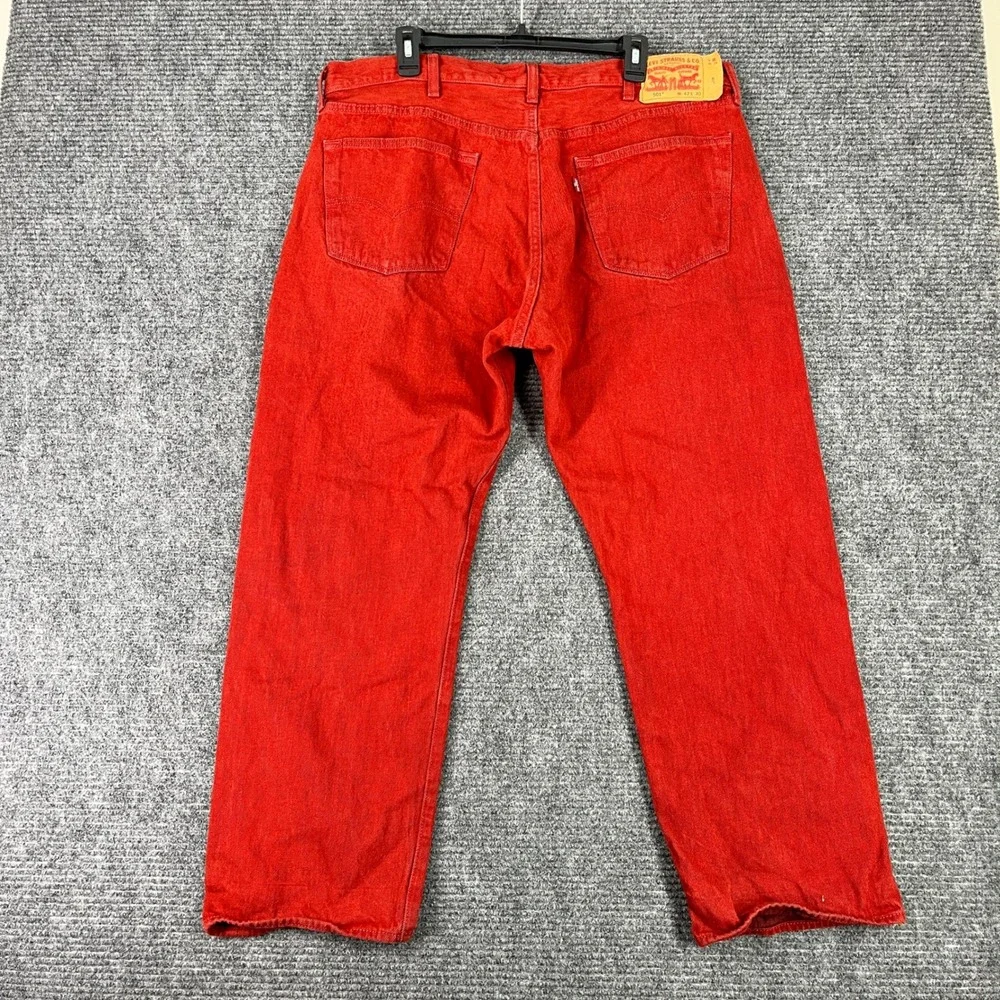 Levis 501 Original Fit Jeans Mens 40x28 Red Button Fly Straight Leg Denim Casual